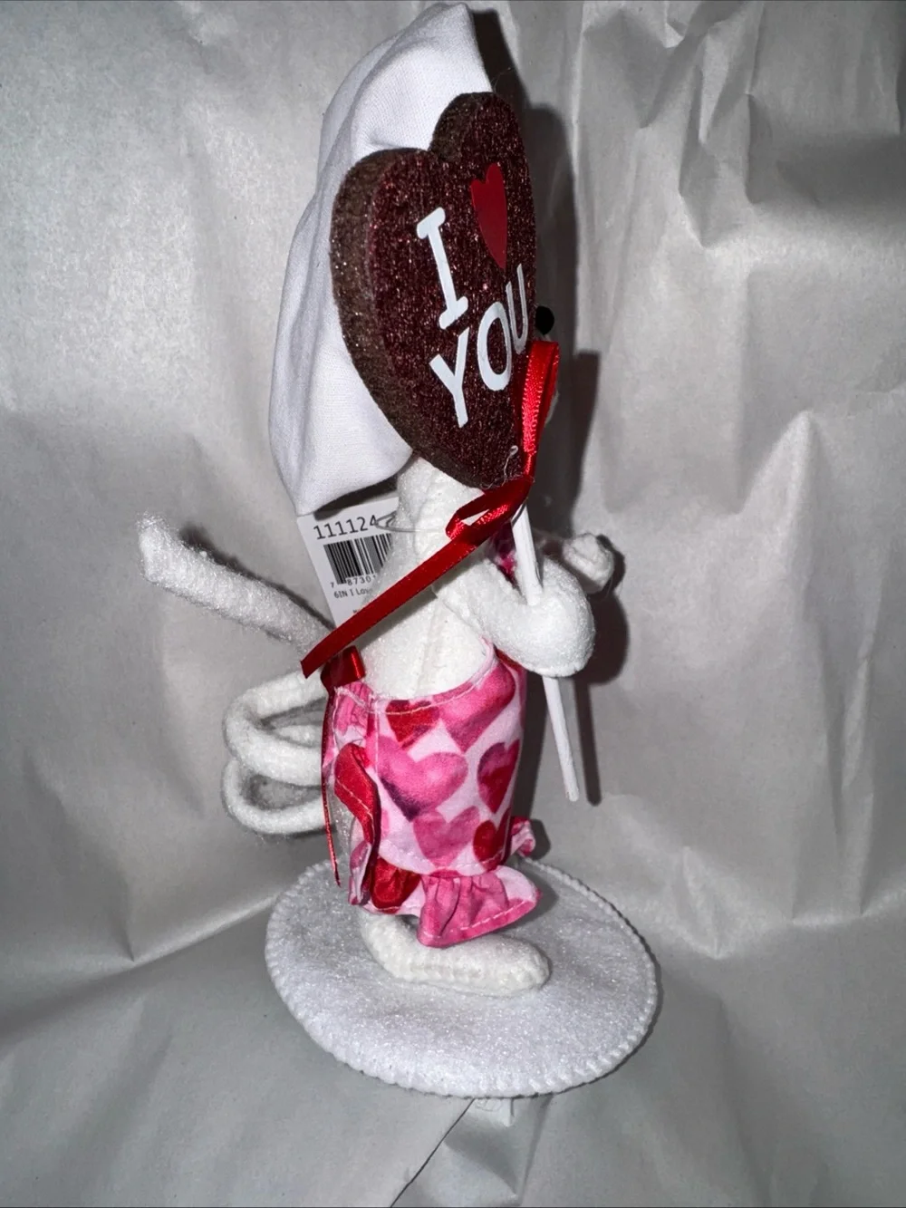 Annalee Pink Heart Mouse Doll with Heart Sign